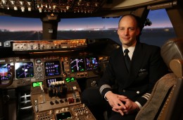 LONDON, UK:
Mark Vanhoenacker (Senior First Officer ) who has written a book based on his experiences as a pilot pictured in a British Airways 747 flight simulator at London Heathrow on 12 November 2014
(Picture by: Nick Morrish/British Airways)