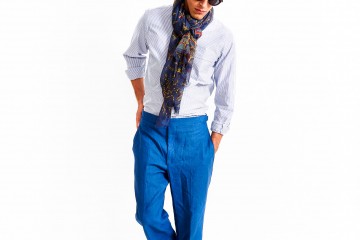Trousers; Richard Anderson, Shoes; J.MWeston, Shirt ; Cleeve of London, Scarf ; Drakes